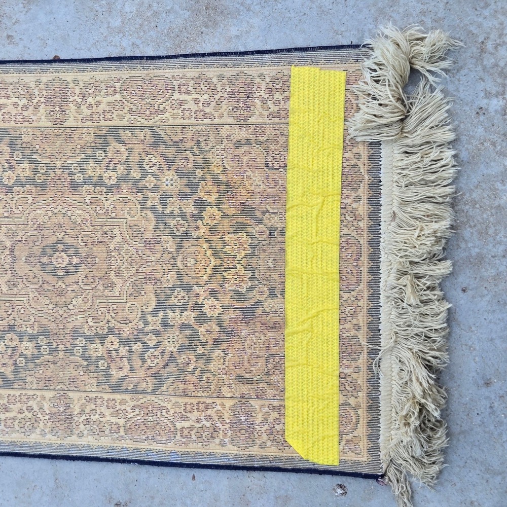 Vintage Navy Blue Medallion Accent Rug Ivory Cream Fringe Traditional Floral 2x3 - Picture 5 of 8